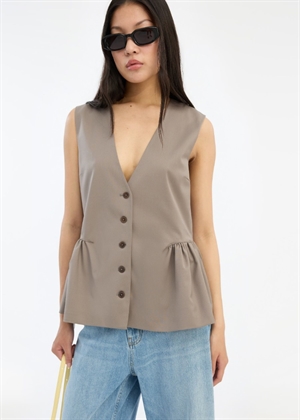 Macane Peplum waistcoat Driftwood ROTATE By Birger Christensen 